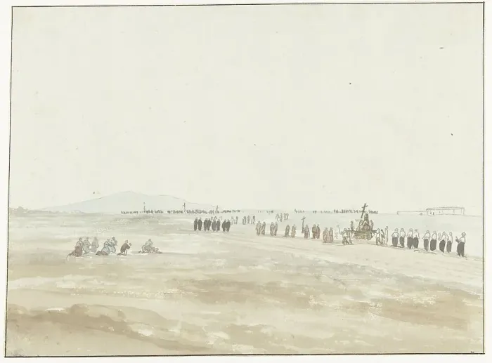 Framed Print : Procession in the vicinity of Cerignola, 1778. Creator: Louis Ducros Framed Print : Procession in the vicinity of Cerignola, 1778. Creator: Louis Ducros