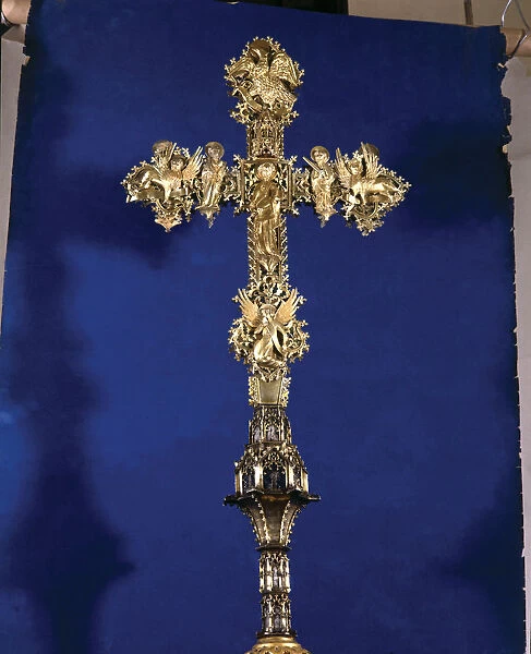 Processional Cross (back). Silver gilt and enamelled with sculptural applications