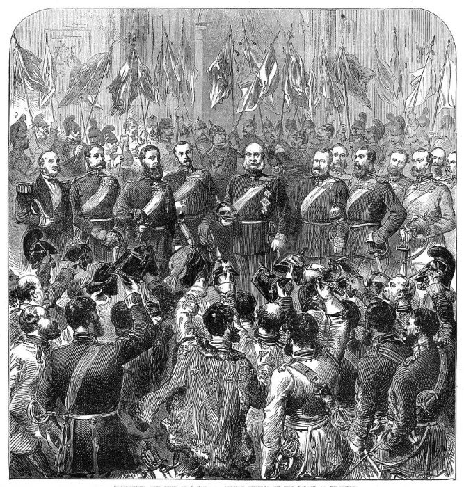 Framed Print : Proclaiming the King of Prussia as German Emperor in the Palace of Versailles, 1871. Creator: Unknown Framed Print : Proclaiming the King of Prussia as German Emperor in the Palace of Versailles, 1871. Creator: Unknown