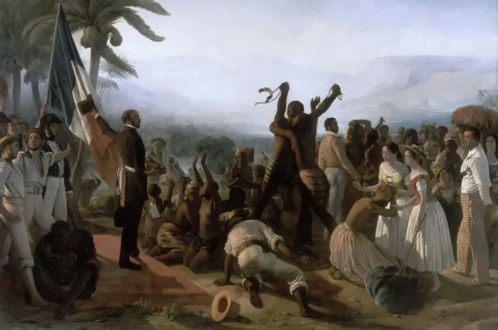Framed Print : Proclamation of the Abolition of Slavery in the French Colonies, 27 April 1848. Artist: Biard, Francois-August (1798-1882) Framed Print : Proclamation of the Abolition of Slavery in the French Colonies, 27 April 1848. Artist: Biard, Francois-August (1798-1882)