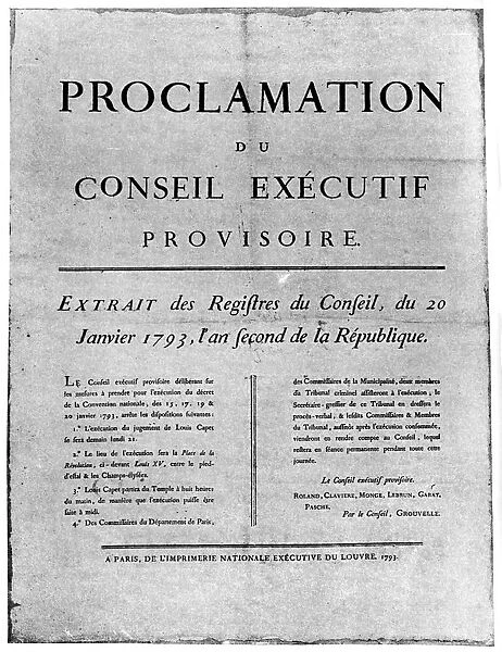 Proclamation of the order for the execution of Louis XVI of France, 1793 (1894)