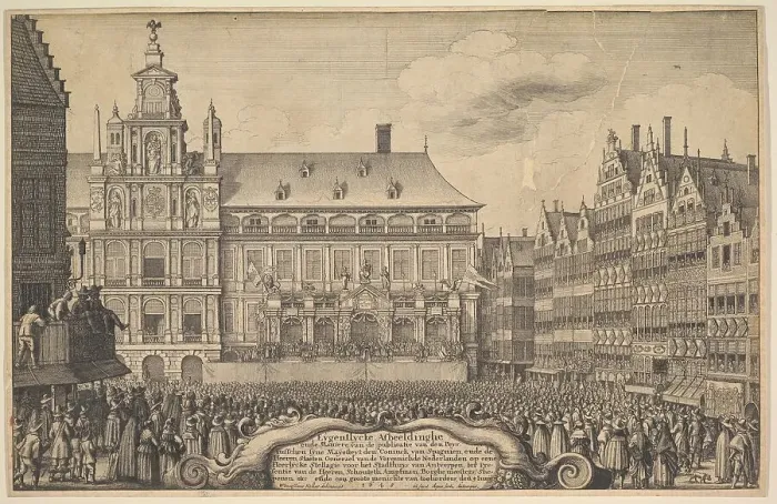 Framed Print : Proclamation of the treaty of Munster, 1648. Creator: Wenceslaus Hollar Framed Print : Proclamation of the treaty of Munster, 1648. Creator: Wenceslaus Hollar