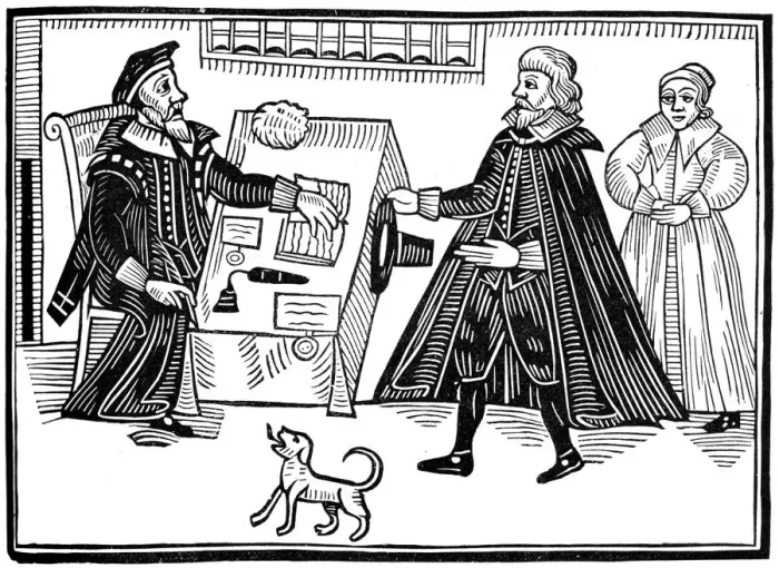 Framed Print : The Proctor and Parator, 1641, (1893) Framed Print : The Proctor and Parator, 1641, (1893)
