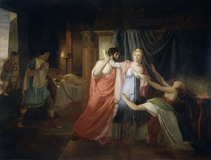 Framed Print : Proculeius Preventing Cleopatra from Stabbing herself, 1810. Creator: Joannes Echarcus Carolus Alberti Framed Print : Proculeius Preventing Cleopatra from Stabbing herself, 1810. Creator: Joannes Echarcus Carolus Alberti