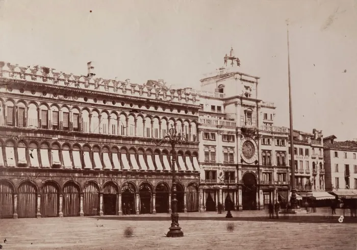 Framed Print : Procuratie Vecchie and Torre dell'Orologio, St Mark's Square, Venice, between 1880-1890 Framed Print : Procuratie Vecchie and Torre dell'Orologio, St Mark's Square, Venice, between 1880-1890