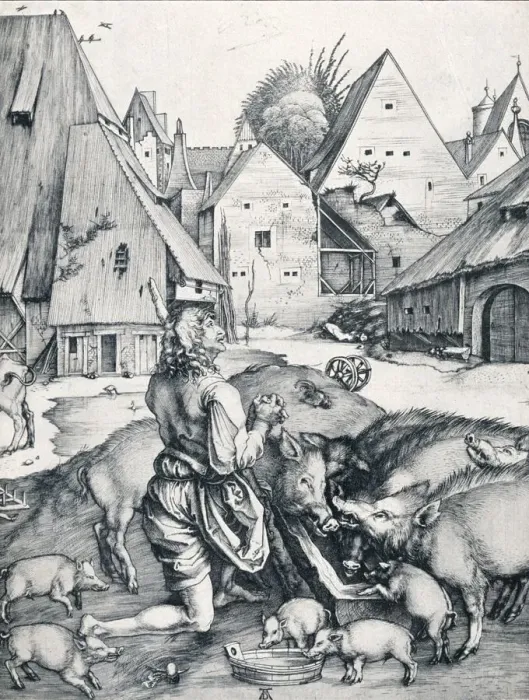 Framed Print : The Prodigal Son, 1495 (1906). Artist: Albrecht Durer Framed Print : The Prodigal Son, 1495 (1906). Artist: Albrecht Durer