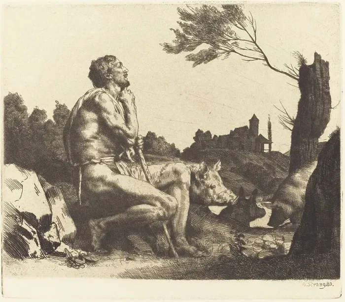 Framed Print : The Prodigal Son, 1882. Creator: William Strang Framed Print : The Prodigal Son, 1882. Creator: William Strang
