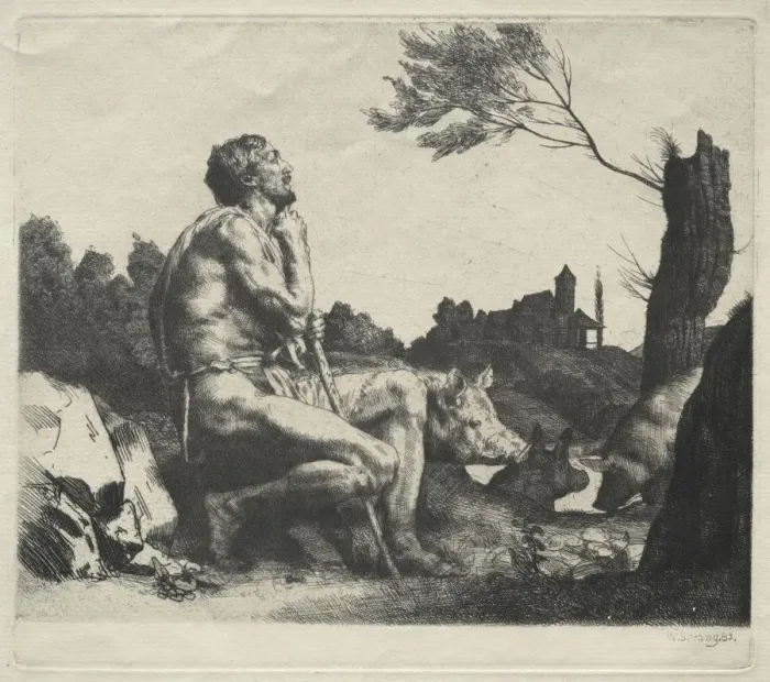 Framed Print : The Prodigal Son, 1882. Creator: William Strang (British, 1859-1921) Framed Print : The Prodigal Son, 1882. Creator: William Strang (British, 1859-1921)