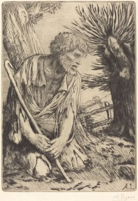 Framed Print : The Prodigal Son, 3rd plate (L enfant prodigue). Creator: Alphonse Legros Framed Print : The Prodigal Son, 3rd plate (L enfant prodigue). Creator: Alphonse Legros