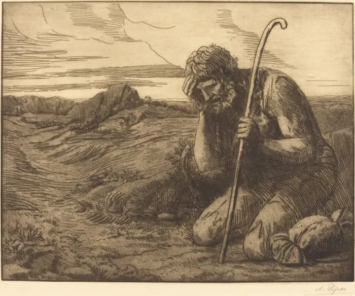 Framed Print : The Prodigal Son, 6th plate (L enfant prodigue). Creator: Alphonse Legros Framed Print : The Prodigal Son, 6th plate (L enfant prodigue). Creator: Alphonse Legros