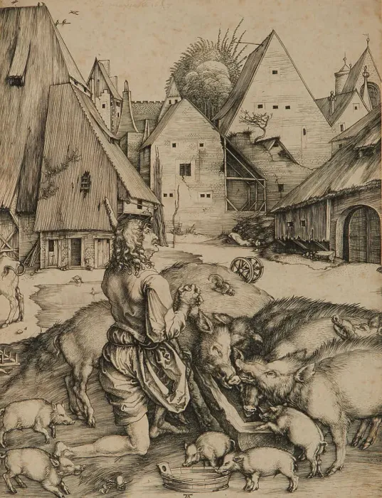 Framed Print : The Prodigal Son, c1496. Creator: Albrecht Durer