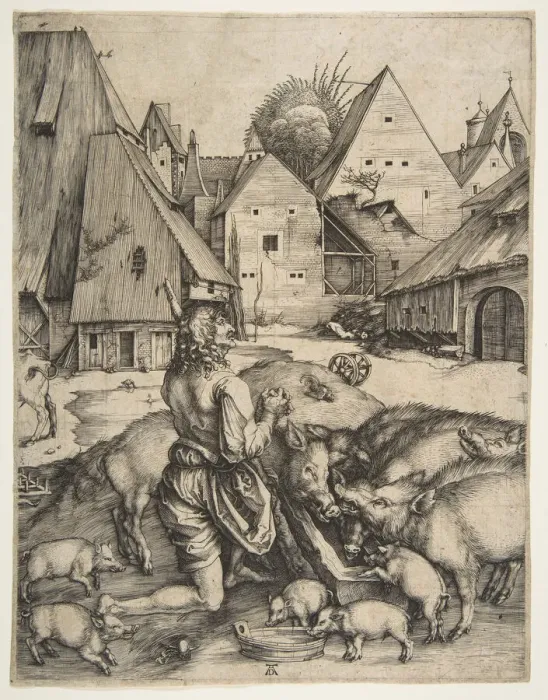 Framed Print : The Prodigal Son, ca. 1496. Creator: Albrecht Durer Framed Print : The Prodigal Son, ca. 1496. Creator: Albrecht Durer