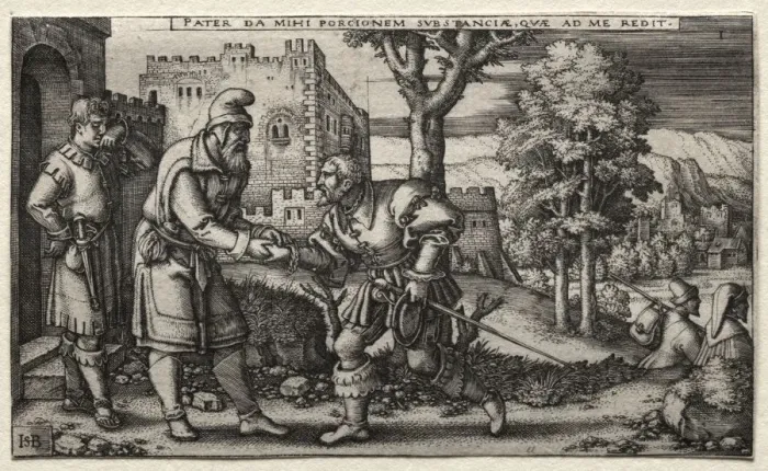 Framed Print : The Prodigal Son: Departure of the Prodigal Son. Creator: Hans Sebald Beham (German, 1500-1550) Framed Print : The Prodigal Son: Departure of the Prodigal Son. Creator: Hans Sebald Beham (German, 1500-1550)