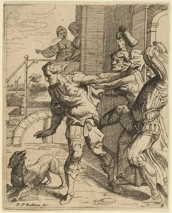 Framed Print : The Prodigal Son Driven from the Tavern. Creator: Theodoor van Thulden Framed Print : The Prodigal Son Driven from the Tavern. Creator: Theodoor van Thulden