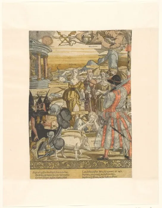 Framed Print : The prodigal son eats from the pigstrog, c.1540-c.1550. Creator: Cornelis Anthonisz Framed Print : The prodigal son eats from the pigstrog, c.1540-c.1550. Creator: Cornelis Anthonisz