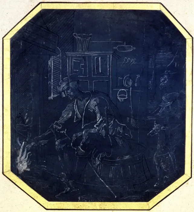 Framed Print : The Prodigal Son before the Fire, early 16th century. Artist: Master of Antwerp Framed Print : The Prodigal Son before the Fire, early 16th century. Artist: Master of Antwerp