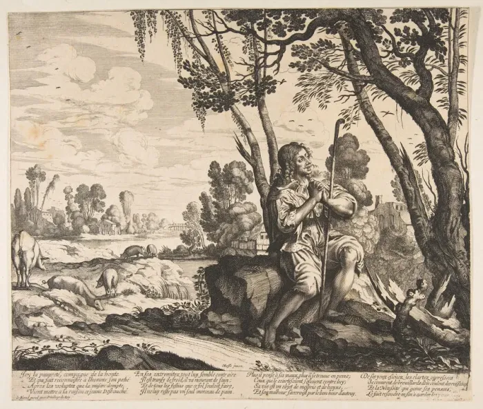 Framed Print : The Prodigal Son Guarding Pigs, ca. 1636. Creator: Unknown Framed Print : The Prodigal Son Guarding Pigs, ca. 1636. Creator: Unknown