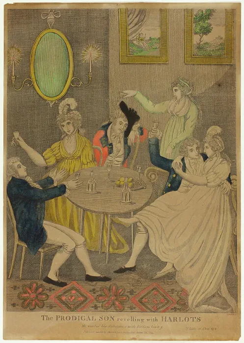 Framed Print : The Prodigal Son with Harlots, n.d. Creator: Amos Doolittle Framed Print : The Prodigal Son with Harlots, n.d. Creator: Amos Doolittle