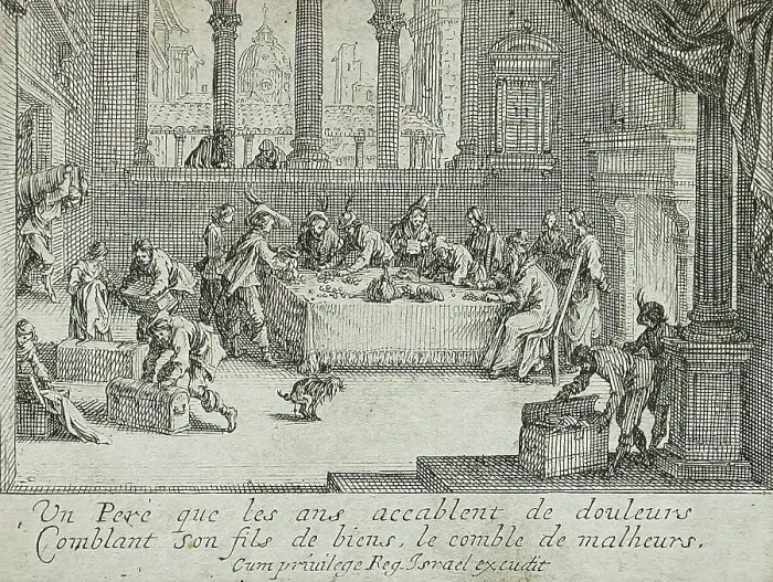 Framed Print : The Prodigal Son Receives His Inheritance, 1634. Creator: Jacques Callot Framed Print : The Prodigal Son Receives His Inheritance, 1634. Creator: Jacques Callot