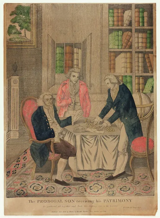 Framed Print : The Prodigal Son Receiving His Patrimony, n.d. Creator: Amos Doolittle Framed Print : The Prodigal Son Receiving His Patrimony, n.d. Creator: Amos Doolittle