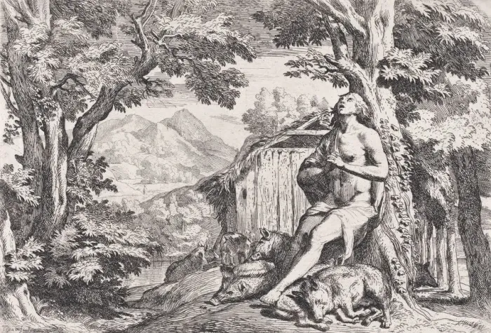 Framed Print : The prodigal son among the swine, from a series of four prints, ca. 1645 Framed Print : The prodigal son among the swine, from a series of four prints, ca. 1645