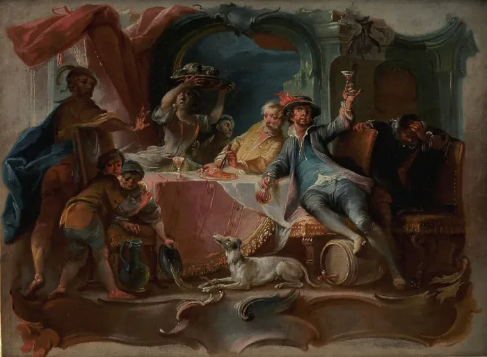Framed Print : The Prodigal Son Wasting his Inheritance, 1724-1761. Creator: Johann Wolfgang Baumgartner Framed Print : The Prodigal Son Wasting his Inheritance, 1724-1761. Creator: Johann Wolfgang Baumgartner