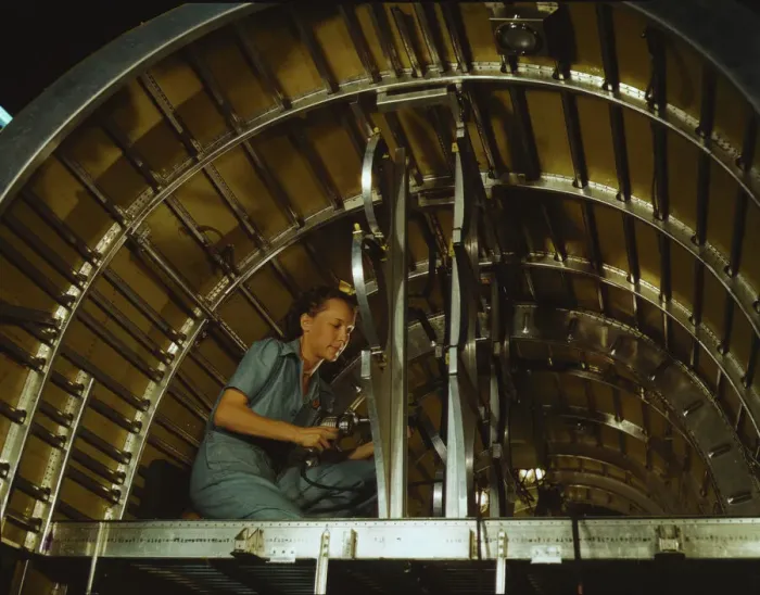 Framed Print : Production of B-24 bombers and C-87 transports, Consolidated Aircraft Corp. Fort Worth, Texas, 1942 Creator: Howard Hollem Framed Print : Production of B-24 bombers and C-87 transports, Consolidated Aircraft Corp. Fort Worth, Texas, 1942 Creator: Howard Hollem