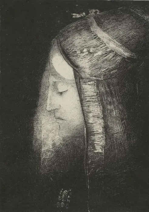 Framed Print : Profil de lumière (Profile of light), 1886. Creators: Odilon Redon, Lemercier et Compagnie Framed Print : Profil de lumière (Profile of light), 1886. Creators: Odilon Redon, Lemercier et Compagnie