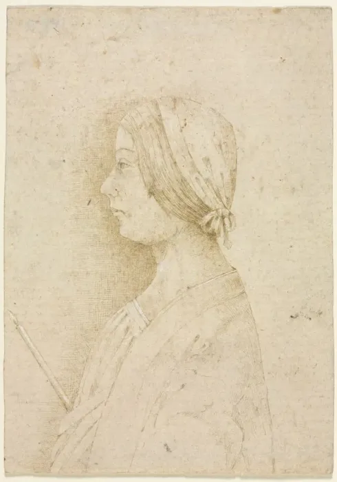 Framed Print : Profile of a Girl Holding a Candle, 1400s. Creator: Unknown Framed Print : Profile of a Girl Holding a Candle, 1400s. Creator: Unknown
