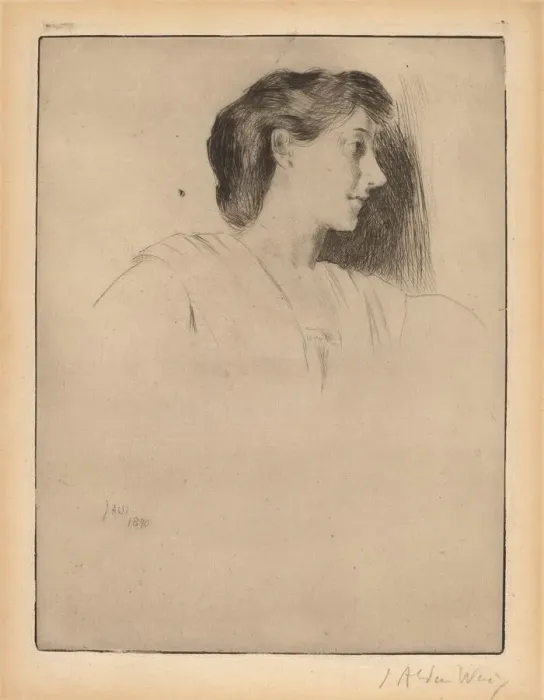 Framed Print : Profile Head of a Woman, 1890. Creator: Julian Alden Weir Framed Print : Profile Head of a Woman, 1890. Creator: Julian Alden Weir
