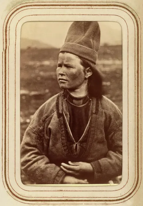 Framed Print : Profile portrait of Inga Kajsa Granström, 22 years old, Tuorpon Sami village, 1868. Creator: Lotten von Duben Framed Print : Profile portrait of Inga Kajsa Granström, 22 years old, Tuorpon Sami village, 1868. Creator: Lotten von Duben