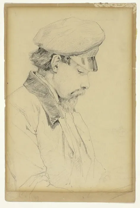 Framed Print : Profile Portrait of a Man Wearing a Cap, n.d. Creator: Unknown Framed Print : Profile Portrait of a Man Wearing a Cap, n.d. Creator: Unknown