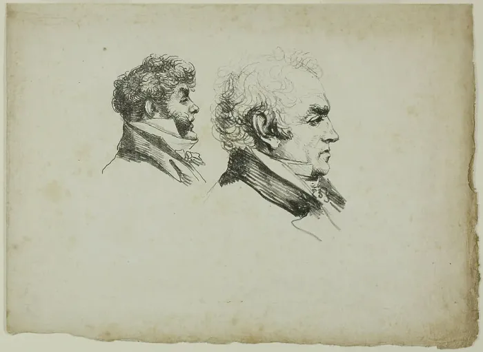 Framed Print : Profile Portrait of the Printers Brunet and Lasteyrie, 1816. Creator: Vivant Denon Framed Print : Profile Portrait of the Printers Brunet and Lasteyrie, 1816. Creator: Vivant Denon