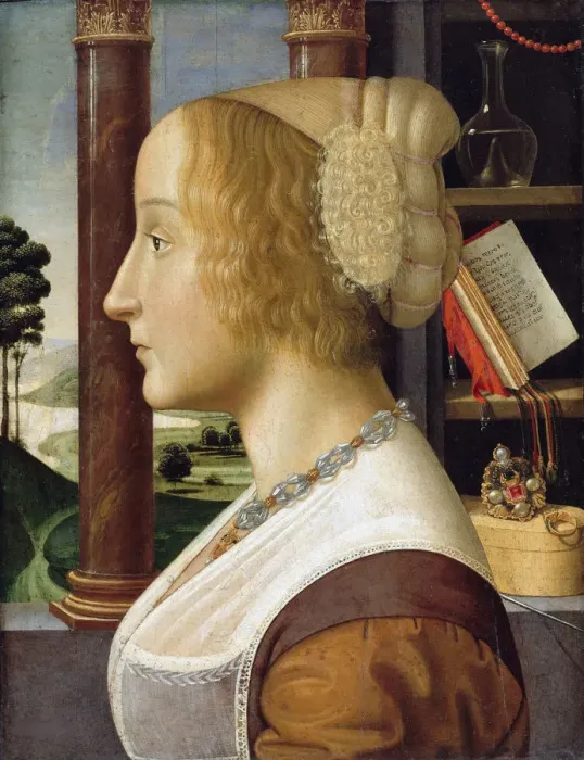 Framed Print : Profile Portrait of a Young Woman. Artist: Ghirlandaio, Davide (1452-1525) Framed Print : Profile Portrait of a Young Woman. Artist: Ghirlandaio, Davide (1452-1525)
