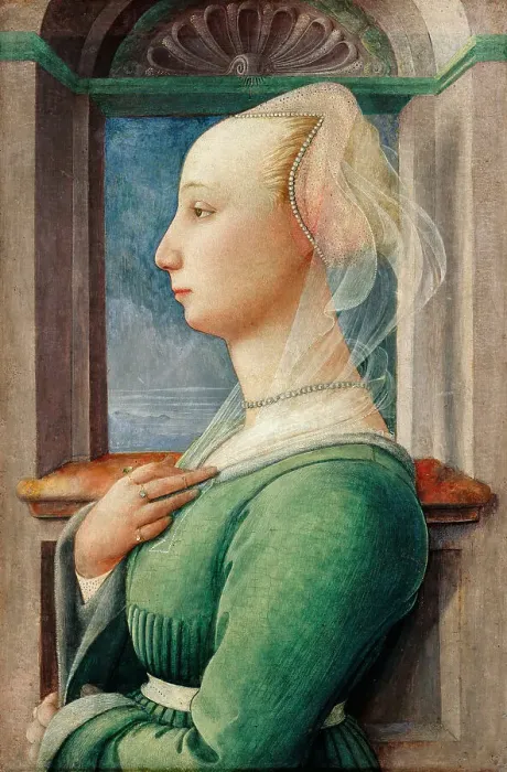 Framed Print : Profile Portrait of a Young Woman, ca 1445. Artist: Lippi, Fra Filippo (1406-1469) Framed Print : Profile Portrait of a Young Woman, ca 1445. Artist: Lippi, Fra Filippo (1406-1469)