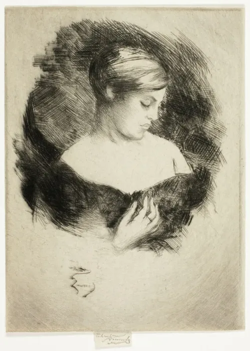 Framed Print : Profile of a Woman, 1900-05. Creator: Theodore Roussel Framed Print : Profile of a Woman, 1900-05. Creator: Theodore Roussel