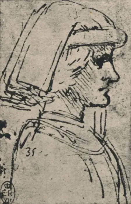 Framed Print : Profile of a Young Man Wearing a Chaperon, c1480 (1945). Artist: Leonardo da Vinci Framed Print : Profile of a Young Man Wearing a Chaperon, c1480 (1945). Artist: Leonardo da Vinci