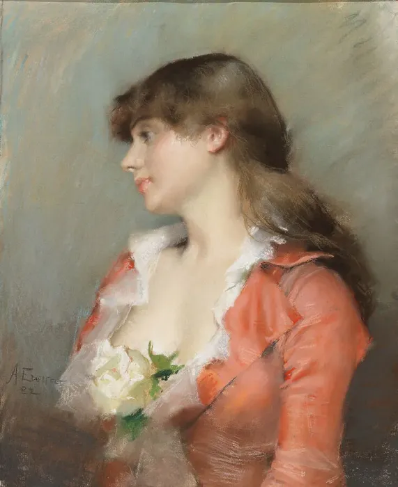 Framed Print : Profile of a Young Woman, 1882. Creator: Albert Edelfelt Framed Print : Profile of a Young Woman, 1882. Creator: Albert Edelfelt