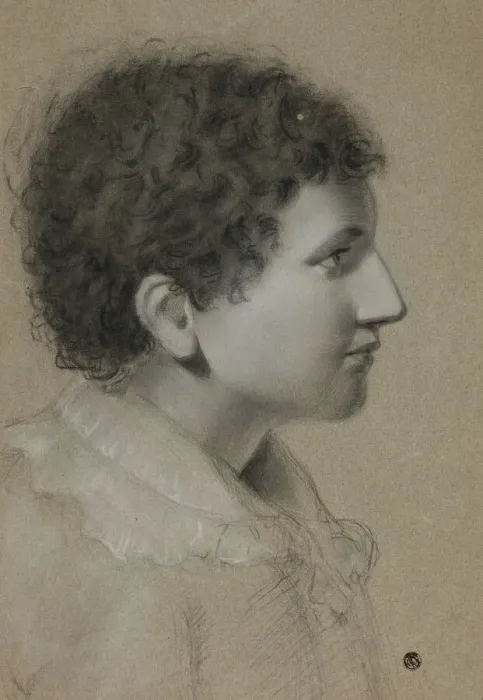 Framed Print : Profile of Youth with Curly Hair, n. d. Creator: Elizabeth Murray Framed Print : Profile of Youth with Curly Hair, n. d. Creator: Elizabeth Murray