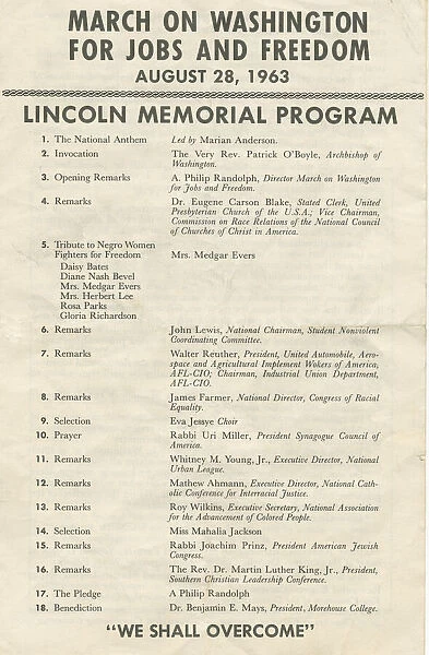 Program from the March on Washington, August 28, 1963. Creator: Unknown