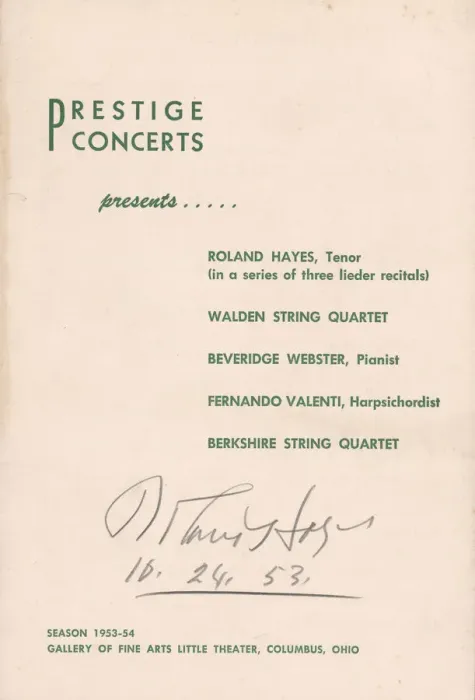 Framed Print : Programme from a concert featuring Roland Hayes, 1953. Creator: Unknown