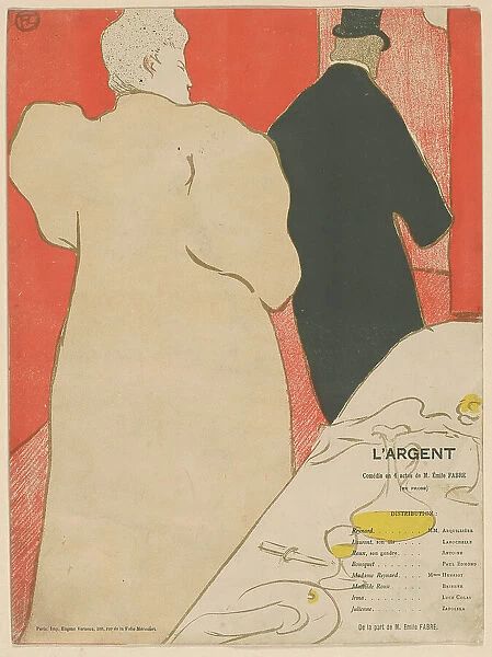 Programme pour 'L'Argent', 1895. Creator: Toulouse-Lautrec, Henri, de (1864-1901). Programme pour 'L'Argent', 1895. Creator: Toulouse-Lautrec, Henri, de (1864-1901)