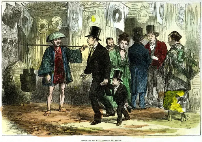 Framed Print : Progress of civilisation in Japan, 1875 Framed Print : Progress of civilisation in Japan, 1875