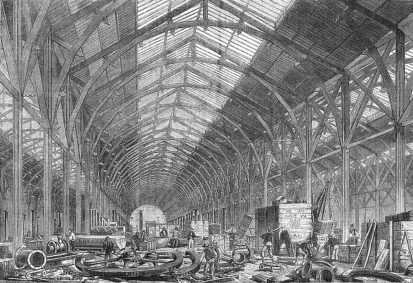 Progress of the International Exhibition Building: the Western Annexe, for machinery, 1862. Creator: Unknown