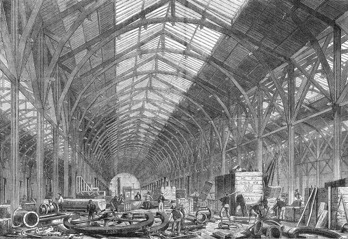 Framed Print : Progress of the International Exhibition Building: the Western Annexe, for machinery, 1862. Creator: Unknown Framed Print : Progress of the International Exhibition Building: the Western Annexe, for machinery, 1862. Creator: Unknown