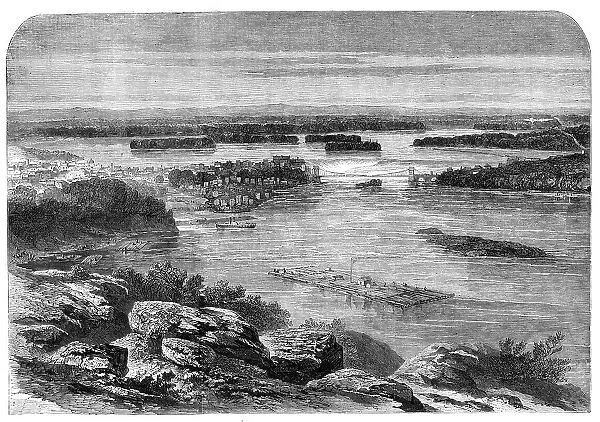 Progress of the Prince of Wales in Canada - view of part of the city and river of Ottawa... 1860. Creator: Unknown