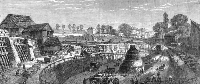 Framed Print : Progress of the Waterworks at Menilmontant for the supply of Paris, 1864. Creator: Unknown Framed Print : Progress of the Waterworks at Menilmontant for the supply of Paris, 1864. Creator: Unknown