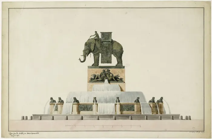 Framed Print : Project of the Elephant Fountain at the Place de la Bastille, ca 1809-1819 Framed Print : Project of the Elephant Fountain at the Place de la Bastille, ca 1809-1819