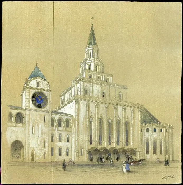 Framed Print : Project for the Kazan Railway Station in Moscow, 1912. Creator: Schtschussew, Alexei Wiktorowitsch (1894-1949) Framed Print : Project for the Kazan Railway Station in Moscow, 1912. Creator: Schtschussew, Alexei Wiktorowitsch (1894-1949)