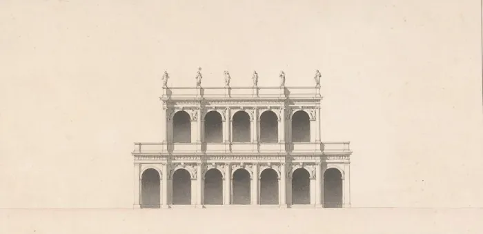 Framed Print : Project for the New Theater at St. Quentin (Aisne) - Elevation, ca. 1841 Framed Print : Project for the New Theater at St. Quentin (Aisne) - Elevation, ca. 1841